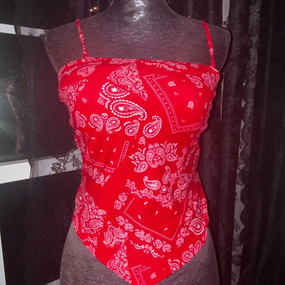 Red Bandana Print Women's Top